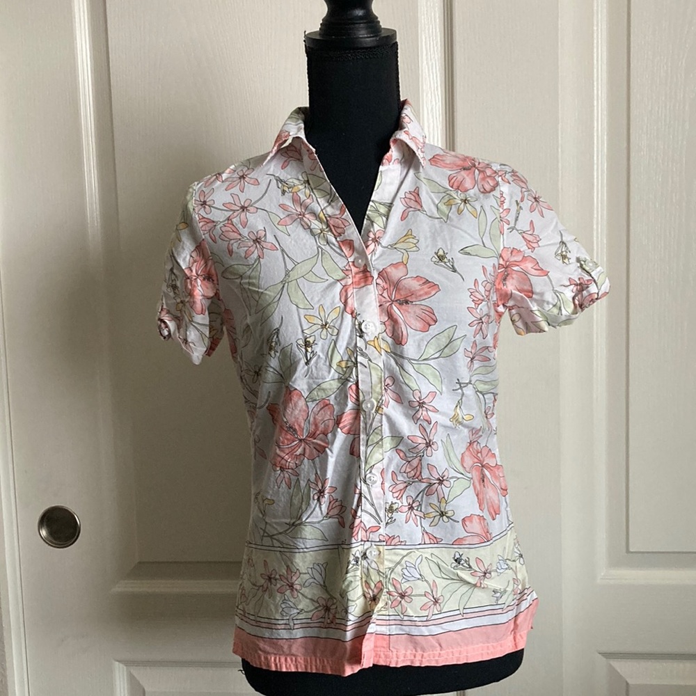 💚5 for $20💚Karen Scott Floral Short Sleeve Blouse